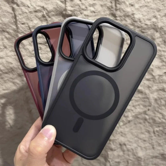 Matte Magnetic Original Phone Case For iPhone Air 17 16 15 14 12 11 13 Pro Max Plus For Magsafe Wireless Charging Protect Cover