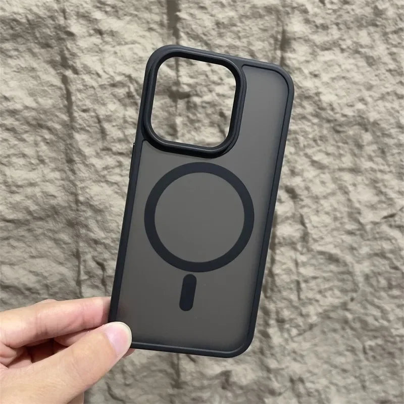Matte Magnetic Original Phone Case For iPhone Air 17 16 15 14 12 11 13 Pro Max Plus For Magsafe Wireless Charging Protect Cover
