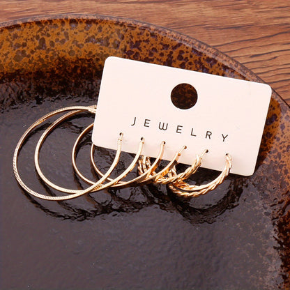 Boho Vintage Style 14K Golden Plated Zinc Alloy Earring Set, Alloy Ear Needle, Non-Feathered Jewelry for Women