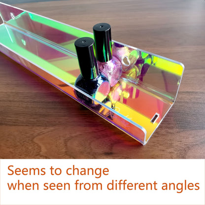 4-Pack 15" Iridescent Acrylic Clear Rainbow Floating Shelves for Book, Nail Polish, Sunglasses, Essential Oil, Picture, Toy Display and Storage