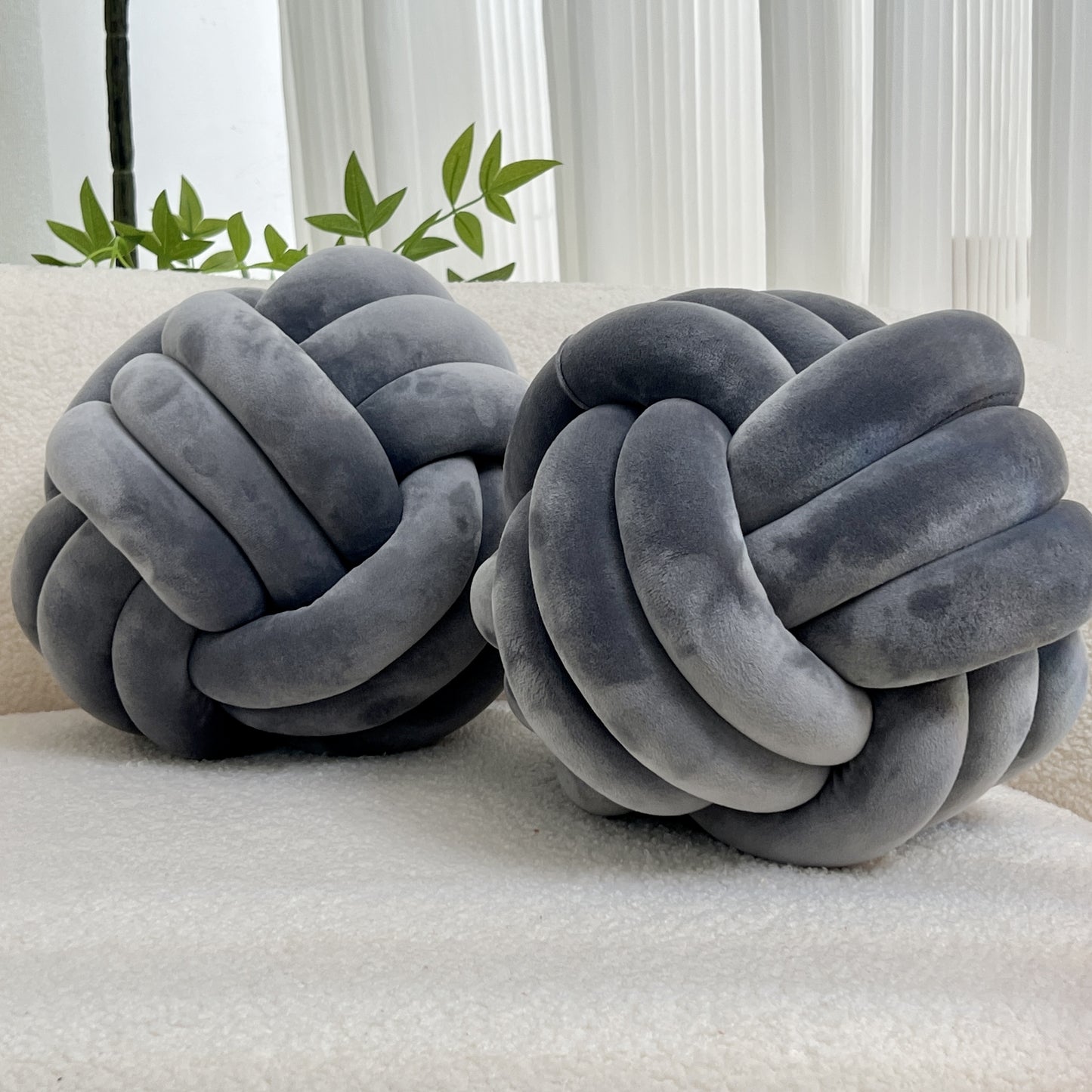 [Soft Plush Knot Ball Pillows] 2pcs Soft Plush Knot Ball Pillows - Minimalist Stress-Relieving Round Cushions - Machine Washable for All-Season Comfort
