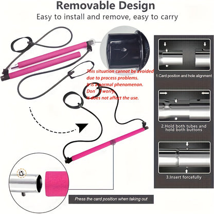 1PC multifunctional Pilates rod combination fitness stick yoga chest expansion tension rope rear training board elastic rope stretch belt