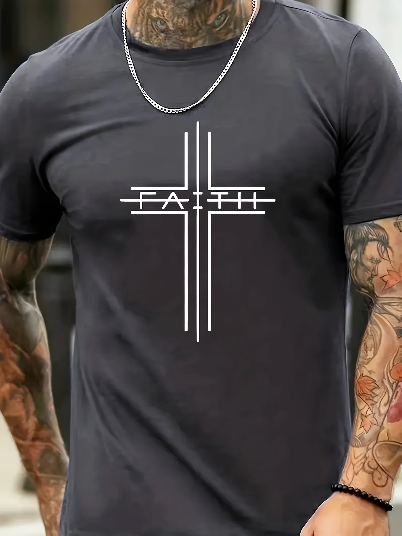 Print Men's Trendy Short Sleeve T-shirts, Comfy Casual Breathable Tops For Men's Fitness Training, Jogging, Outdoor Activities