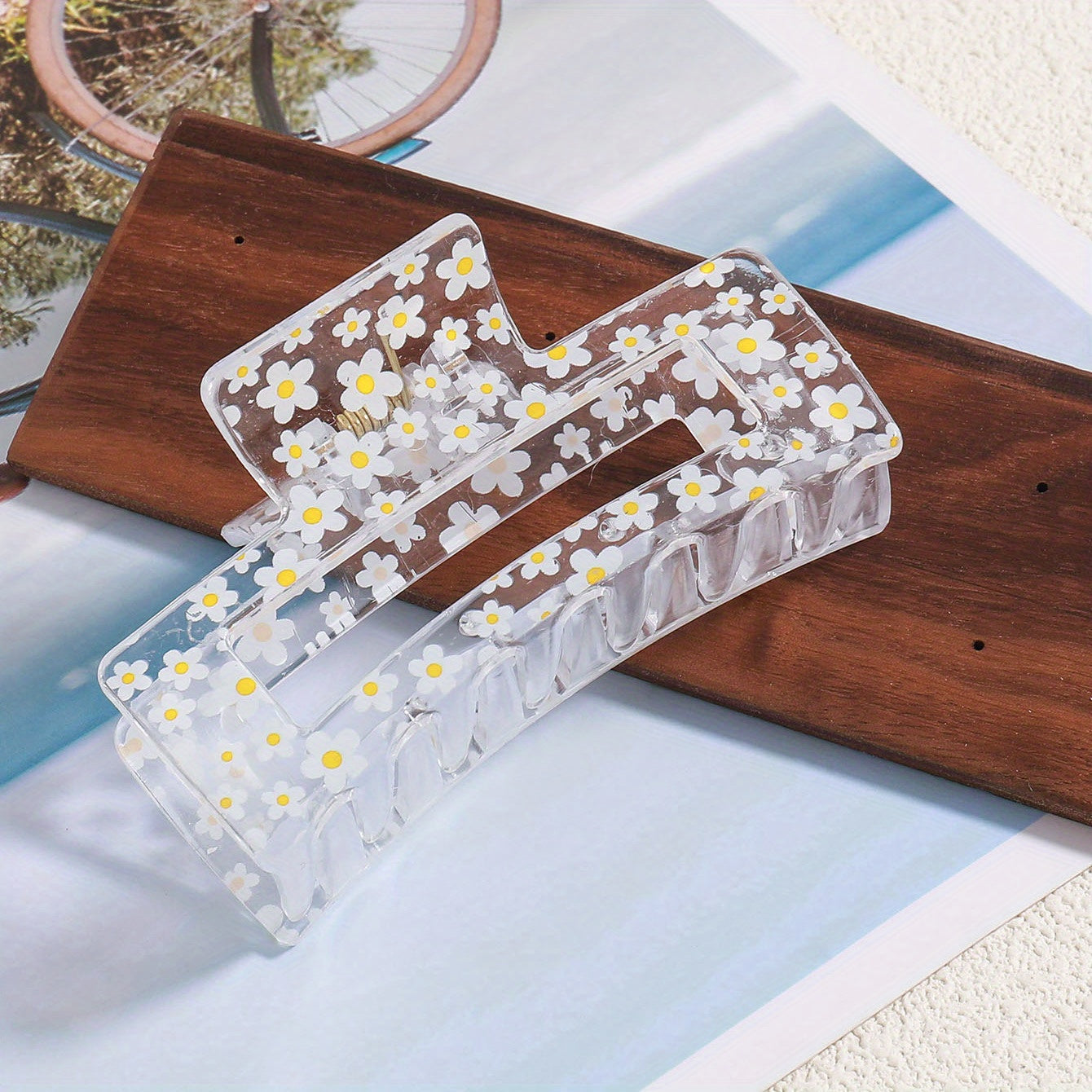 1pcs Transparent Flower Lemon Pattern Hair Claw Clip All-Match Grab Hair Clip Hair Accessories For Women Female