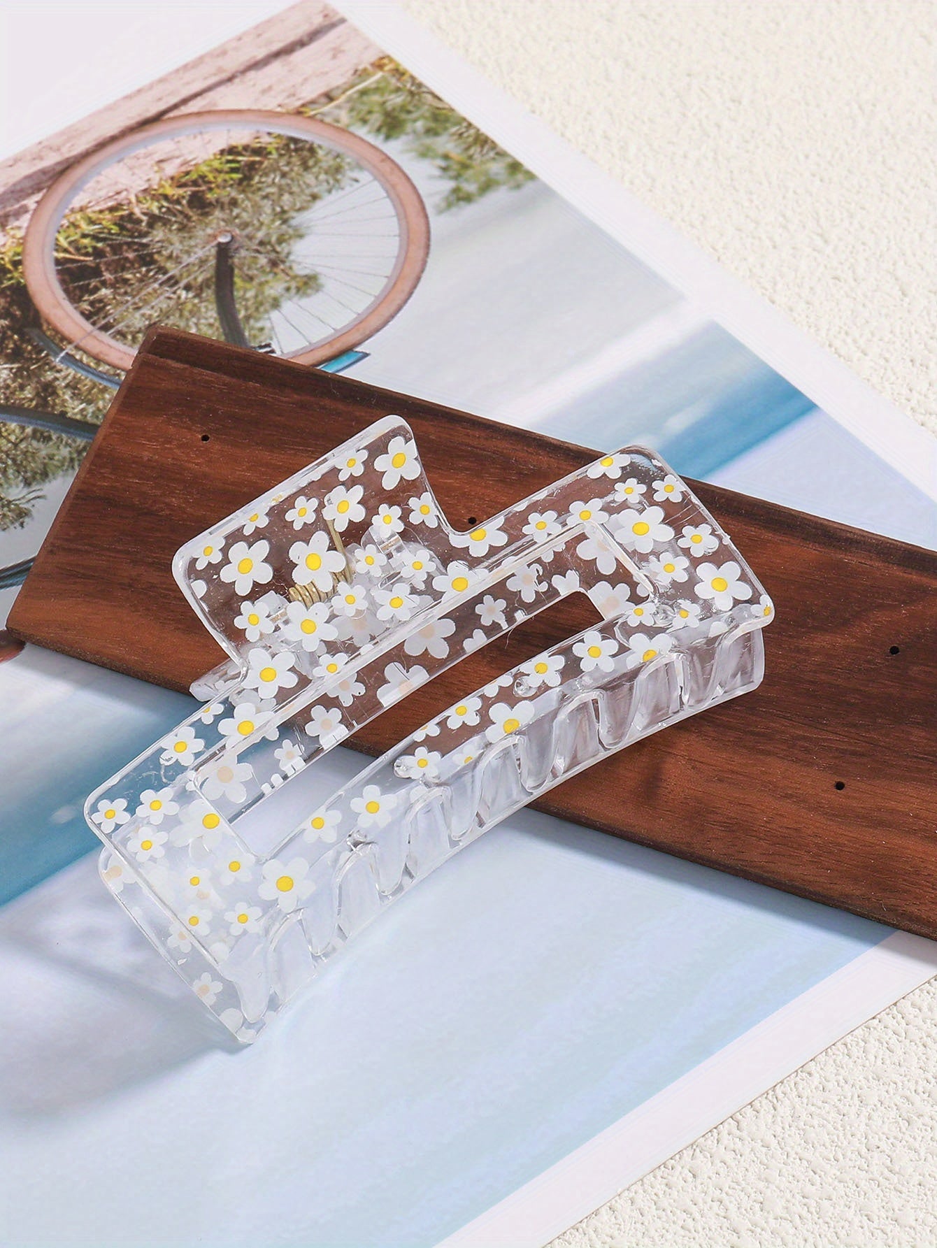 1pcs Transparent Flower Lemon Pattern Hair Claw Clip All-Match Grab Hair Clip Hair Accessories For Women Female