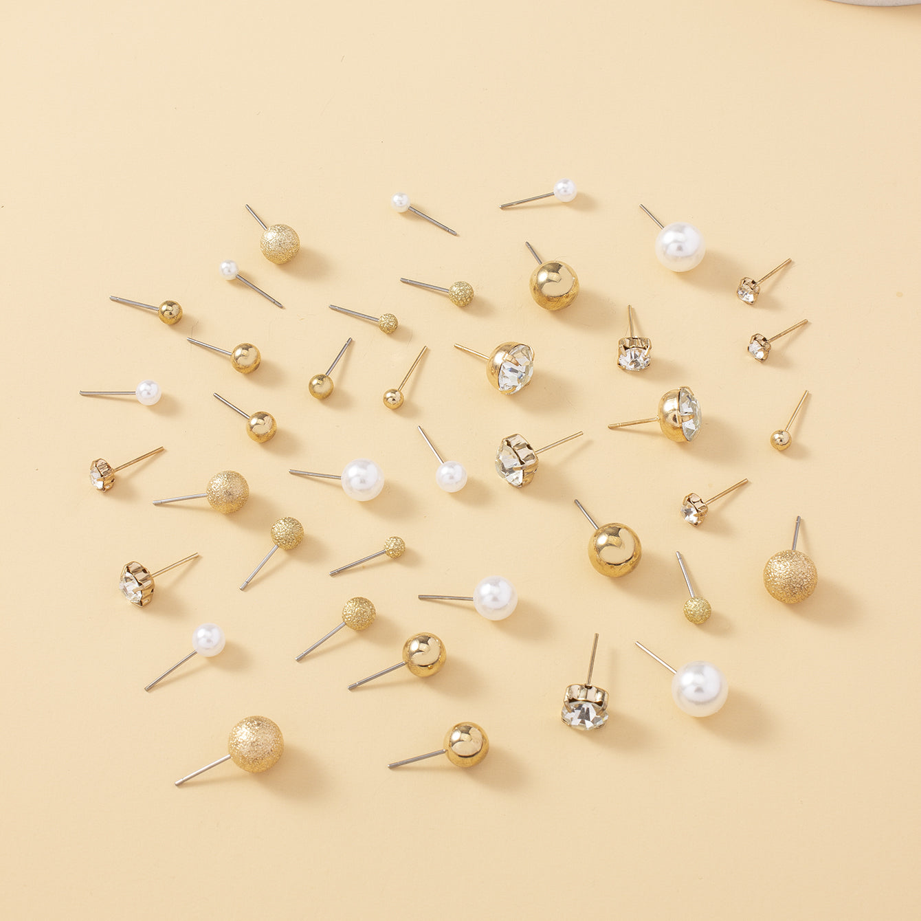 20 Pairs Simple Multi-Size Stud Earrings Set | Zinc Alloy and Glass, Suitable for Daily and Gift Giving Occasions, Perfect for All Seasons