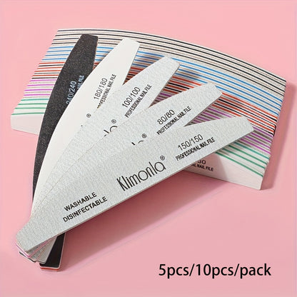 Professional Nail File Polishing and Shaping Nail Tools Nail Sanding Strip Half Horse Sanding Strip Grinding Gray Sand Strip Nail File 5 or 10pcs Half Moon Mixed High Quality Nail File Professional Nail File Double-sided Poli