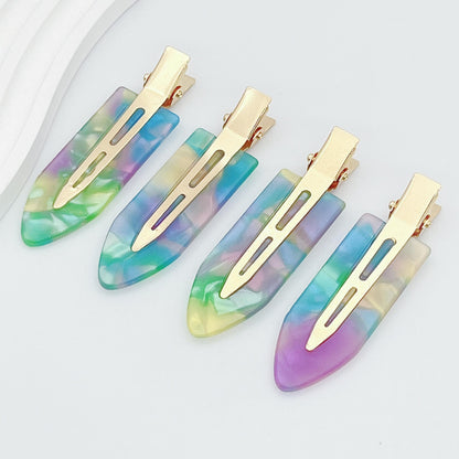 4pcs Hair Clip Styling without Bending, Acrylic Resin Flat Clip, No Crease Curling Small Needle, Seamless Bangs Hair Clip Tool for Makeup - Women's and Girls' Hair Accessories, Leopard Print White and Black