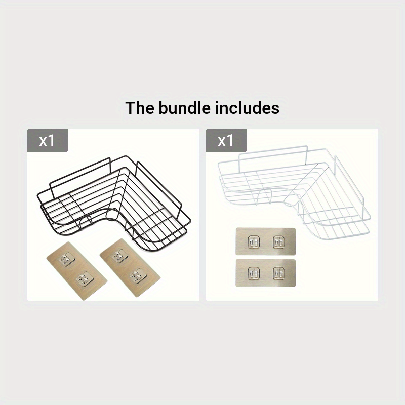 [Cast Iron Shower Shelf] 1pc Cast Iron Corner Shower Shelf - No-Drill Wall Mounted Black Wire Mesh Bathroom Storage Rack for Easy Access & Organization, Perfect for Shampoo, Conditioner, and Soap, Bathroom Storage Solution |