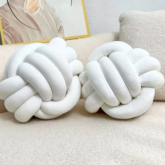 [Soft Plush Knot Ball Pillows] 2pcs Soft Plush Knot Ball Pillows - Minimalist Stress-Relieving Round Cushions - Machine Washable for All-Season Comfort