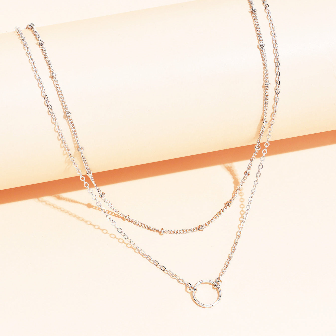 Boho Chic Women'S Golden-Tone Ring Necklace - Elegant Zinc Alloy Chain with Heart Charm, Perfect for Casual Attire or Gifting, Casual Jewelry|Boho Chic Style|Zinc Alloy Necklace