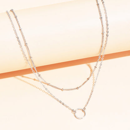 Boho Chic Women'S Golden-Tone Ring Necklace - Elegant Zinc Alloy Chain with Heart Charm, Perfect for Casual Attire or Gifting, Casual Jewelry|Boho Chic Style|Zinc Alloy Necklace