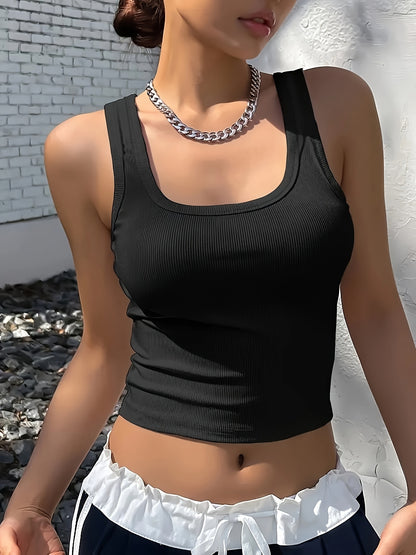 Vibrant Solid Color Crew Neck Tank Top Vest - Women's Casual Sleeveless Summer Clothing with Relaxed Fit and Breathable Fabric - Perfect for Outdoor Activities