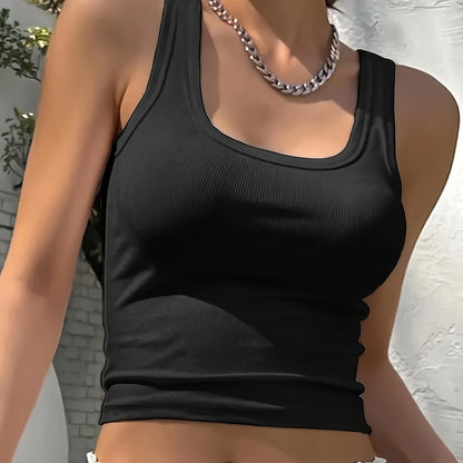 Vibrant Solid Color Crew Neck Tank Top Vest - Women's Casual Sleeveless Summer Clothing with Relaxed Fit and Breathable Fabric - Perfect for Outdoor Activities