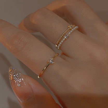 3pcs Shimmering Zirconia Stacking Rings in Heart and Square Shapes - Perfect for Daily Wear, Parties, and Gifting
