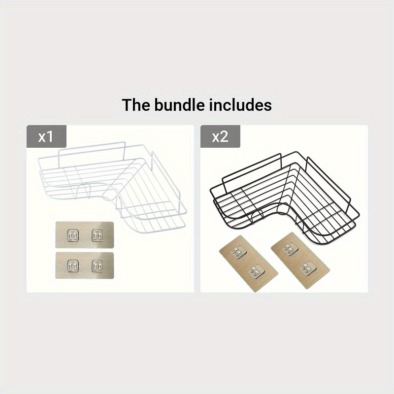 [Cast Iron Shower Shelf] 1pc Cast Iron Corner Shower Shelf - No-Drill Wall Mounted Black Wire Mesh Bathroom Storage Rack for Easy Access & Organization, Perfect for Shampoo, Conditioner, and Soap, Bathroom Storage Solution |