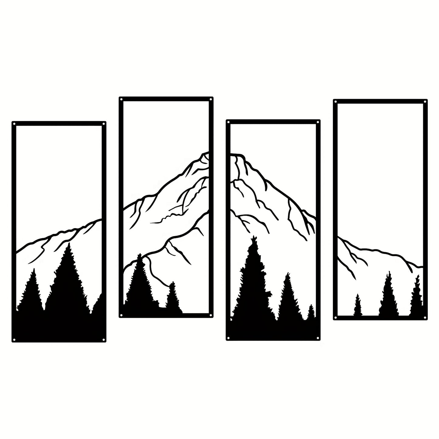 4pcs Minimalist Metal Mountain Wall Decor - Square Sculpture for Home, Office, Living Room, Bedroom - Unique Wall Art for a Stylish and Elegant Look
