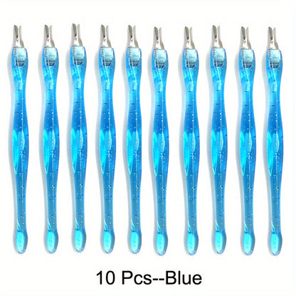 10pcs Dead Skin Nail Edge Dead Skin Pusher Dead Skin Cutter Stainless Steel Metal Head Nail Care Tools