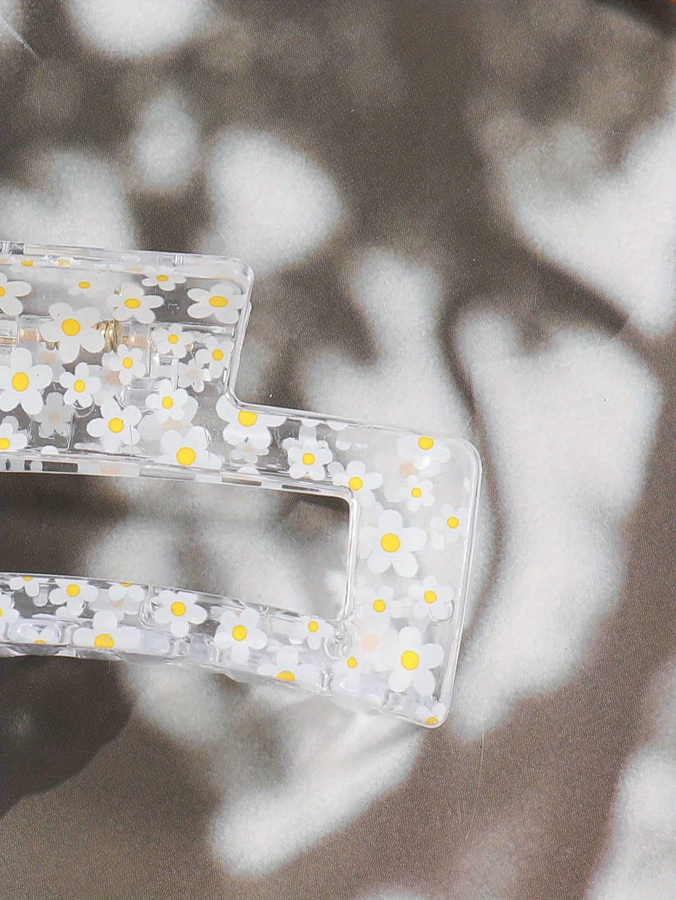 1pcs Transparent Flower Lemon Pattern Hair Claw Clip All-Match Grab Hair Clip Hair Accessories For Women Female