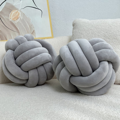 [Soft Plush Knot Ball Pillows] 2pcs Soft Plush Knot Ball Pillows - Minimalist Stress-Relieving Round Cushions - Machine Washable for All-Season Comfort