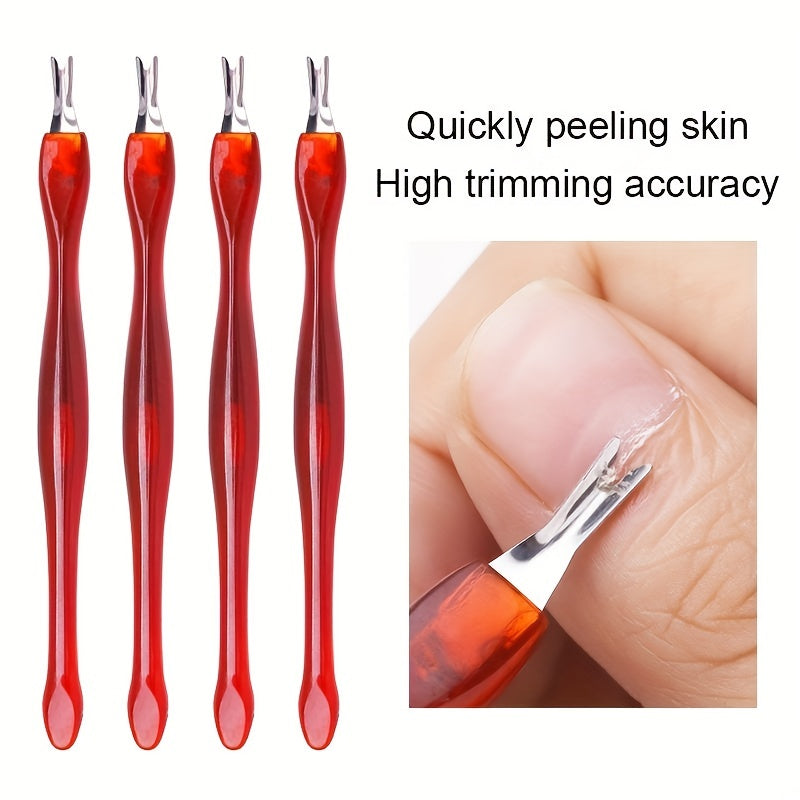 10pcs Dead Skin Nail Edge Dead Skin Pusher Dead Skin Cutter Stainless Steel Metal Head Nail Care Tools