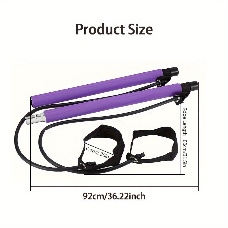 1PC multifunctional Pilates rod combination fitness stick yoga chest expansion tension rope rear training board elastic rope stretch belt