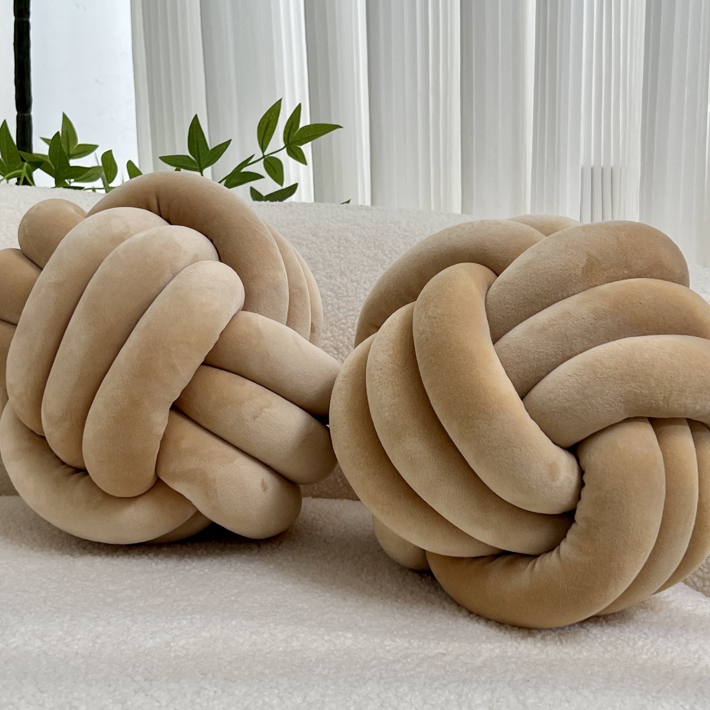 [Soft Plush Knot Ball Pillows] 2pcs Soft Plush Knot Ball Pillows - Minimalist Stress-Relieving Round Cushions - Machine Washable for All-Season Comfort