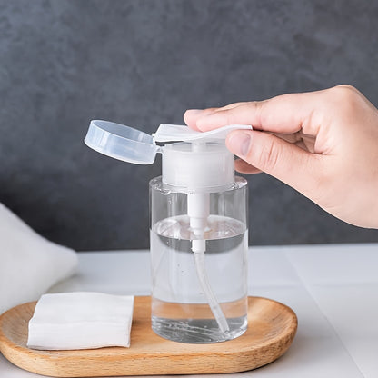 Travel-Friendly Push Down Pump Dispenser Bottle - 100ml/200ml, Clear Plastic for Nail Polish Remover & Makeup Remover, Fragrance-Free