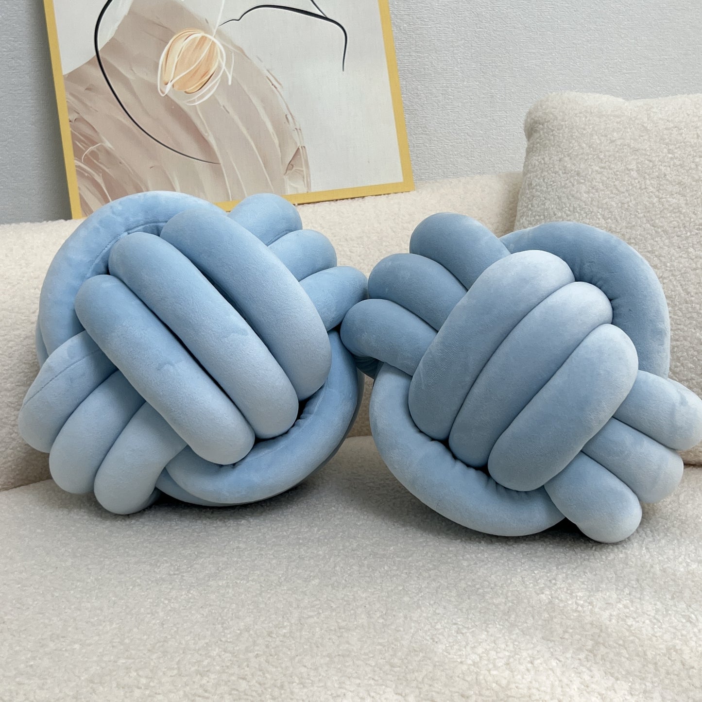 [Soft Plush Knot Ball Pillows] 2pcs Soft Plush Knot Ball Pillows - Minimalist Stress-Relieving Round Cushions - Machine Washable for All-Season Comfort