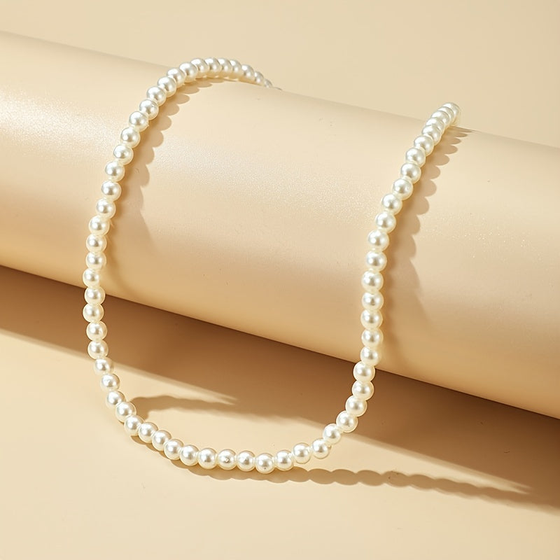 Elegant Single-Strand Faux Pearl Choker Necklace for Women - Bohemian Style, Perfect for Parties, Gatherings, and Gifts, Versatile Accessory|Clavicle Chain|Imitation Pearls