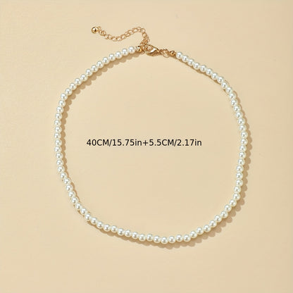 Elegant Single-Strand Faux Pearl Choker Necklace for Women - Bohemian Style, Perfect for Parties, Gatherings, and Gifts, Versatile Accessory|Clavicle Chain|Imitation Pearls