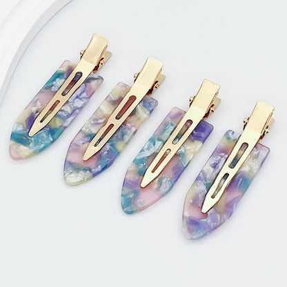 4pcs Hair Clip Styling without Bending, Acrylic Resin Flat Clip, No Crease Curling Small Needle, Seamless Bangs Hair Clip Tool for Makeup - Women's and Girls' Hair Accessories, Leopard Print White and Black