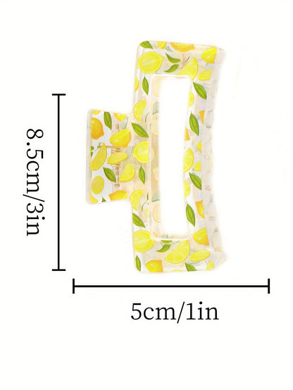 1pcs Transparent Flower Lemon Pattern Hair Claw Clip All-Match Grab Hair Clip Hair Accessories For Women Female