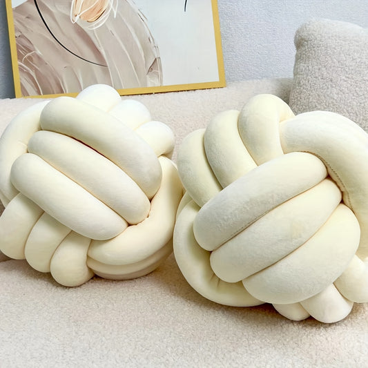 [Soft Plush Knot Ball Pillows] 2pcs Soft Plush Knot Ball Pillows - Minimalist Stress-Relieving Round Cushions - Machine Washable for All-Season Comfort