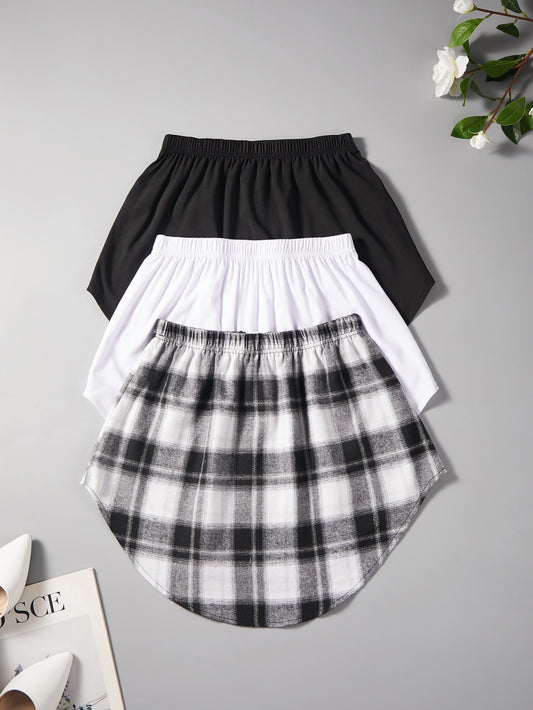 3-Pack Stretch Elastic Waist Button Front Mini Skirts - Casual Summer Style, Flared Hem, Lightweight & Comfortable for Women