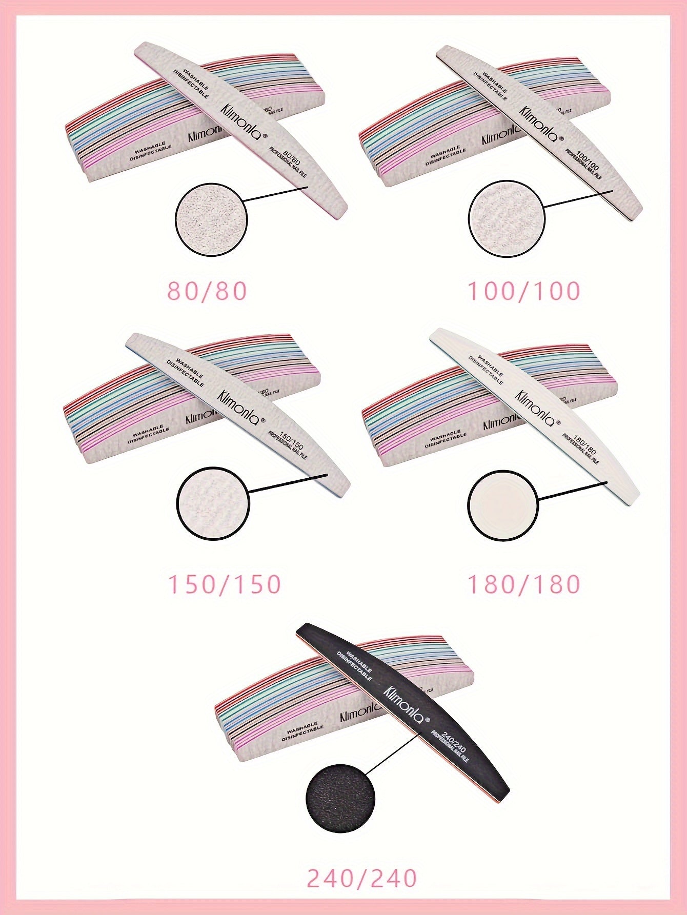 Professional Nail File Polishing and Shaping Nail Tools Nail Sanding Strip Half Horse Sanding Strip Grinding Gray Sand Strip Nail File 5 or 10pcs Half Moon Mixed High Quality Nail File Professional Nail File Double-sided Poli