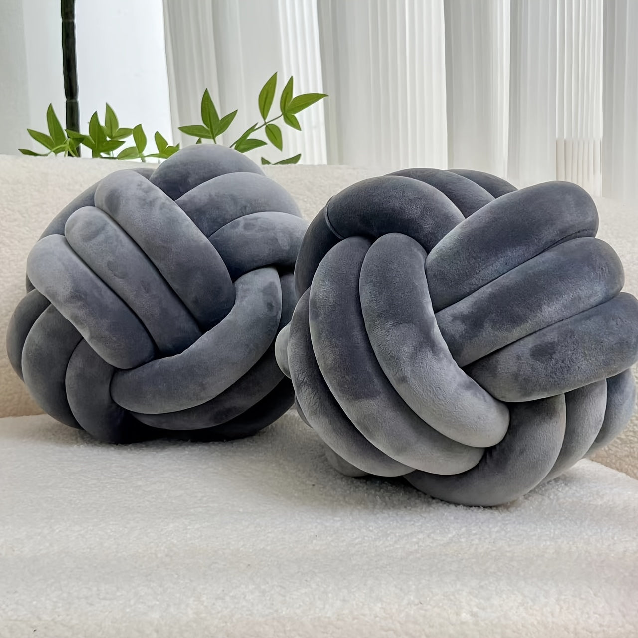 [Soft Plush Knot Ball Pillows] 2pcs Soft Plush Knot Ball Pillows - Minimalist Stress-Relieving Round Cushions - Machine Washable for All-Season Comfort