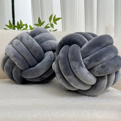 [Soft Plush Knot Ball Pillows] 2pcs Soft Plush Knot Ball Pillows - Minimalist Stress-Relieving Round Cushions - Machine Washable for All-Season Comfort