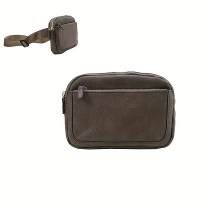 Mini Cute Color Block Sling Bag, Lightweight Portable PU Leather Outdoor Sports Fitness Chest Bag With Adjustable Strap, Women's Simple Versatile Casual Daily Crossbody Bag & Fanny Pack (19.99"x14.48"x5.49")