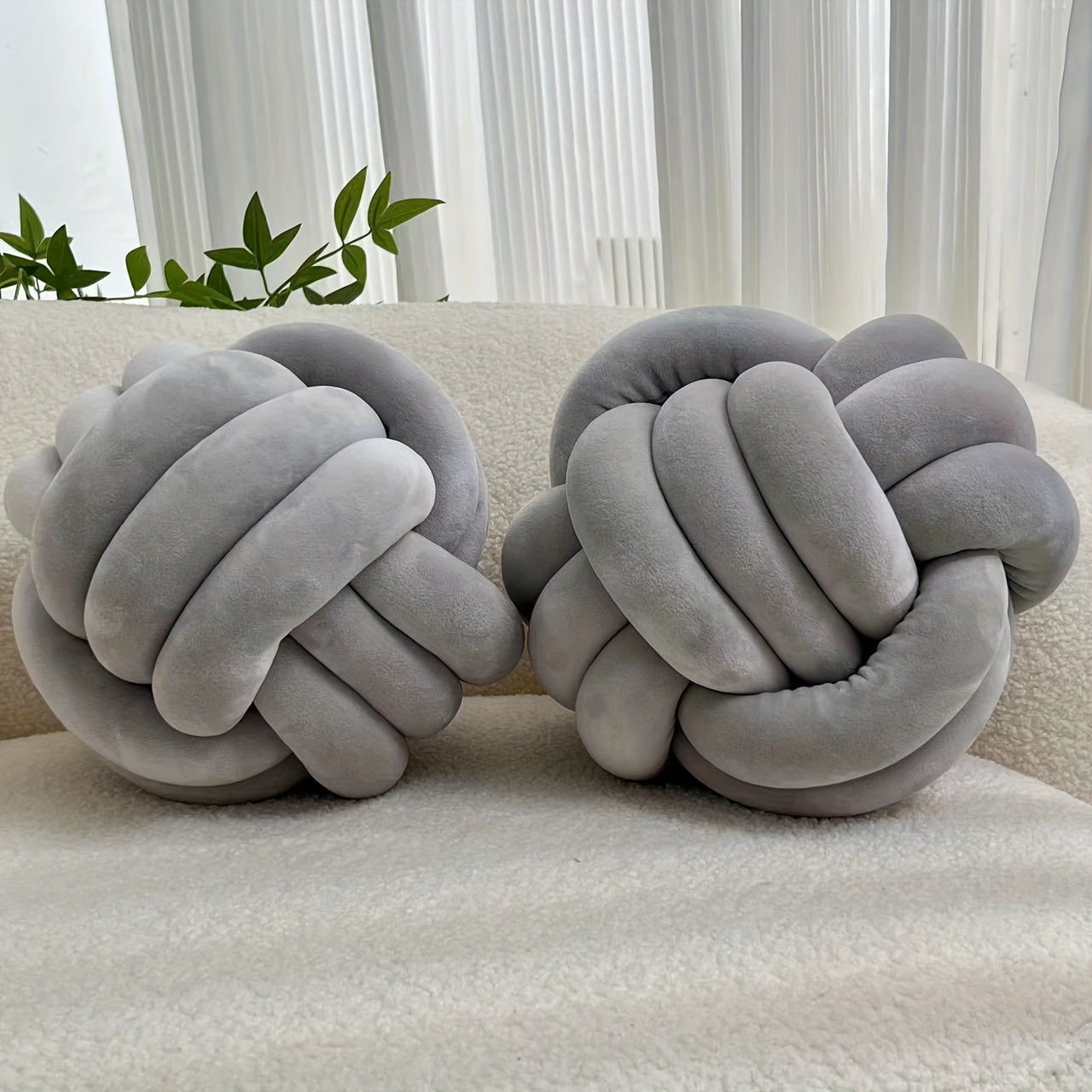 [Soft Plush Knot Ball Pillows] 2pcs Soft Plush Knot Ball Pillows - Minimalist Stress-Relieving Round Cushions - Machine Washable for All-Season Comfort