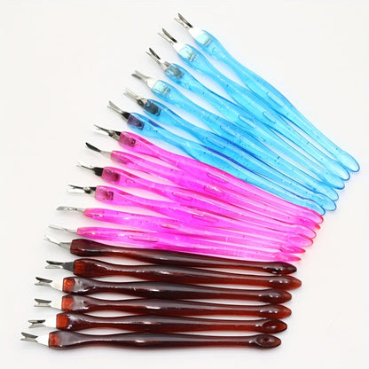 10pcs Dead Skin Nail Edge Dead Skin Pusher Dead Skin Cutter Stainless Steel Metal Head Nail Care Tools