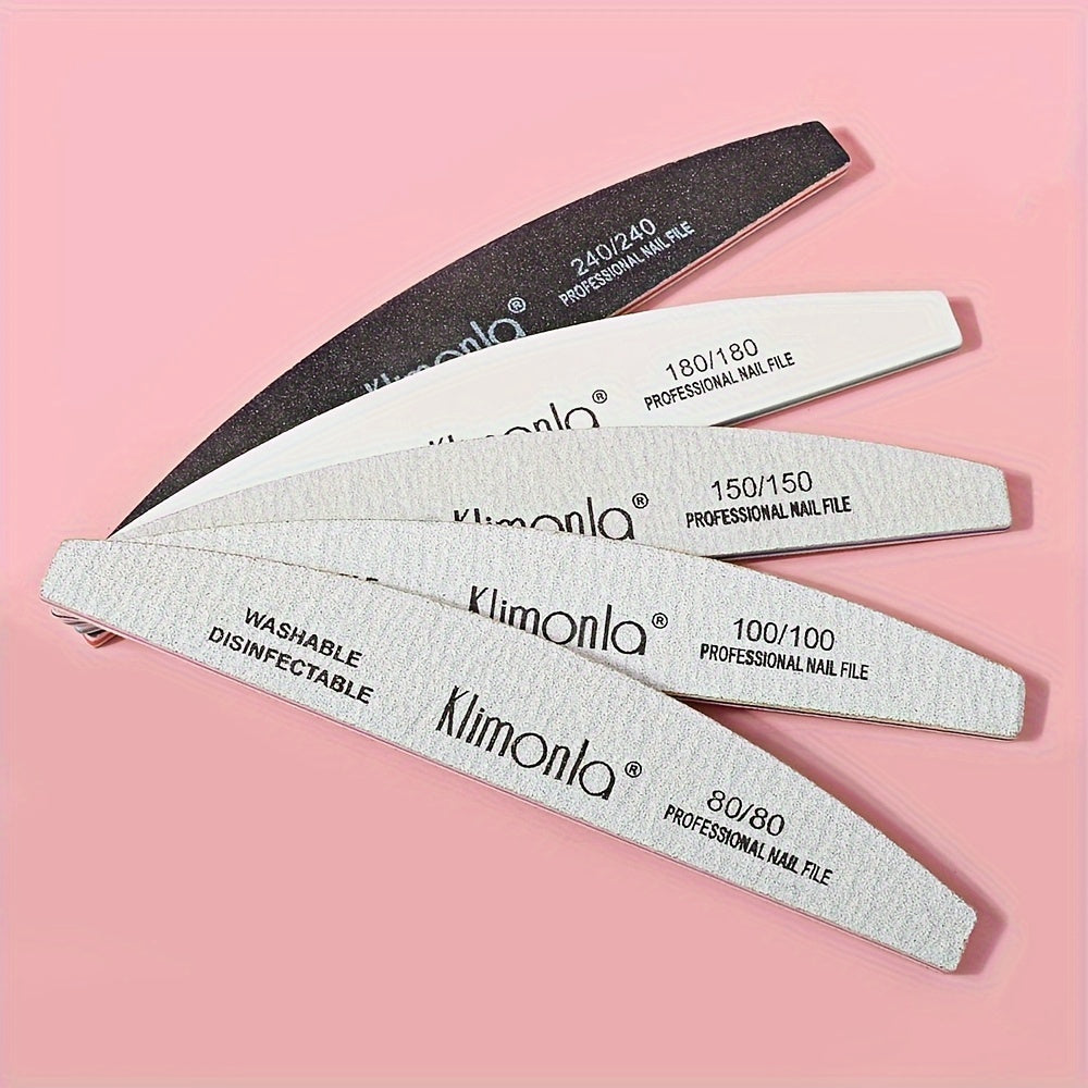 Professional Nail File Polishing and Shaping Nail Tools Nail Sanding Strip Half Horse Sanding Strip Grinding Gray Sand Strip Nail File 5 or 10pcs Half Moon Mixed High Quality Nail File Professional Nail File Double-sided Poli