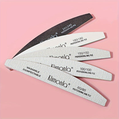 Professional Nail File Polishing and Shaping Nail Tools Nail Sanding Strip Half Horse Sanding Strip Grinding Gray Sand Strip Nail File 5 or 10pcs Half Moon Mixed High Quality Nail File Professional Nail File Double-sided Poli