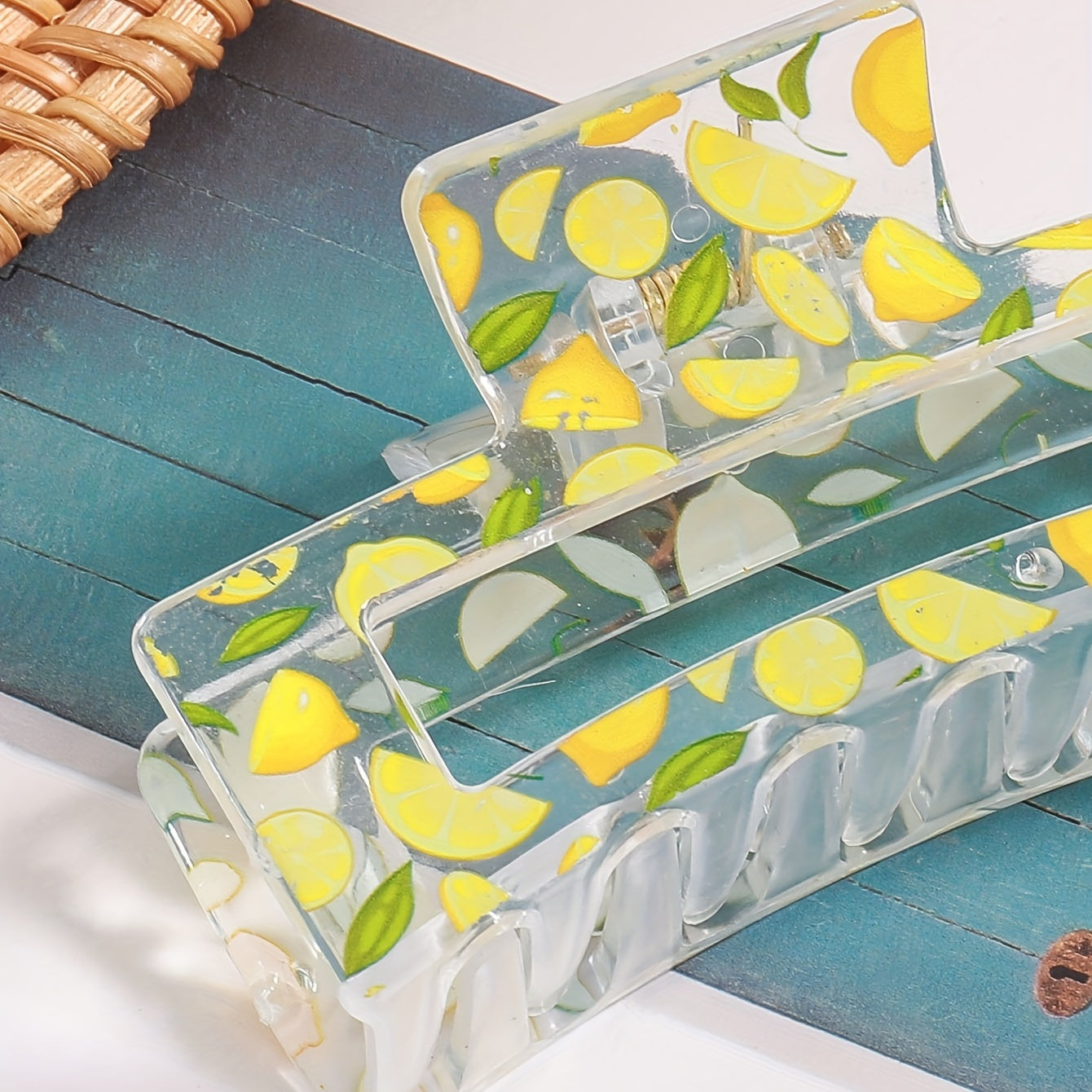 1pcs Transparent Flower Lemon Pattern Hair Claw Clip All-Match Grab Hair Clip Hair Accessories For Women Female