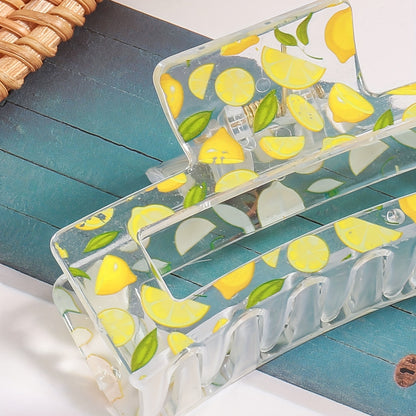 1pcs Transparent Flower Lemon Pattern Hair Claw Clip All-Match Grab Hair Clip Hair Accessories For Women Female